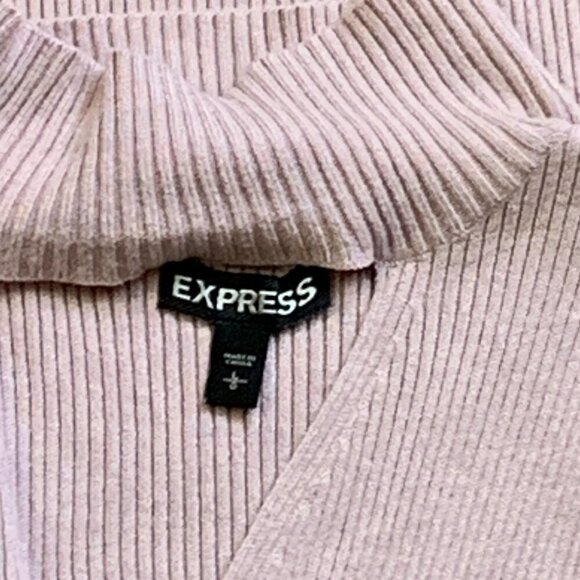 Express L Sleeveless V-Neck/Mock-Cut-Out Pink Rib Knit Top Barbiecore 48Q - Picture 7 of 8